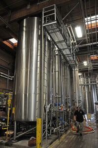large stainless steel tanks in an Widmer's brewing facility