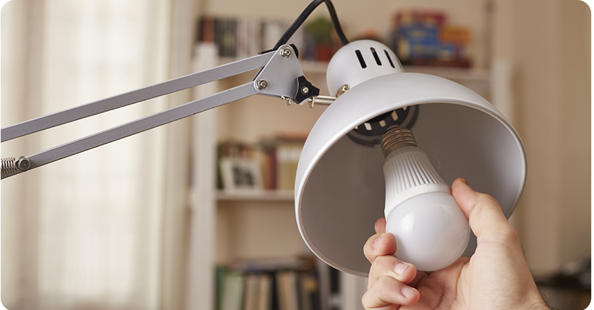 changing out an LED bulb in a lamp