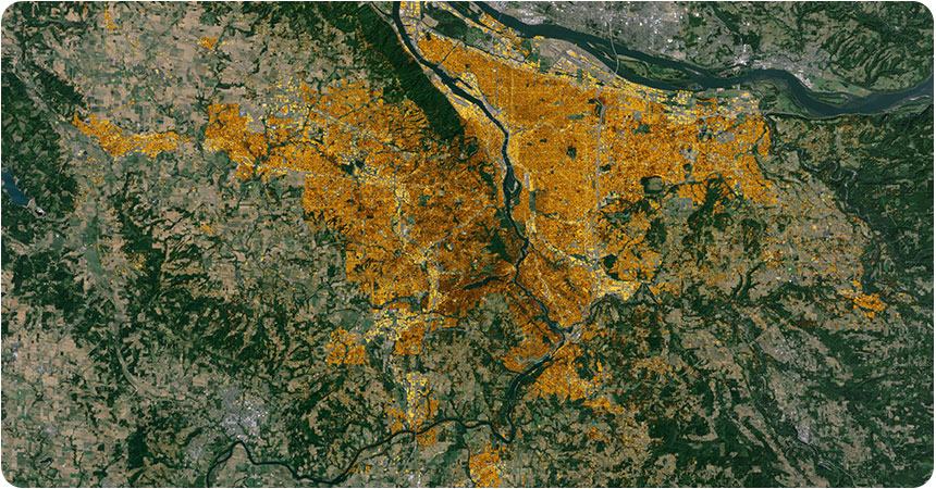 a satellite image of the portland metro area