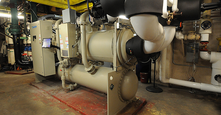 new chiller unit, a beige piece of industrial machinery