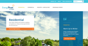 a screenshot of the residential web page from the energy trust website