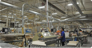 interior of a well lit factory