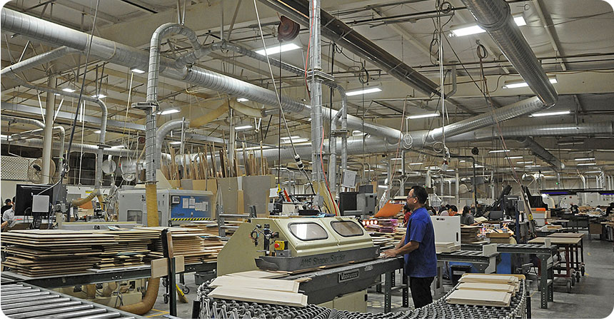 interior of a well lit factory