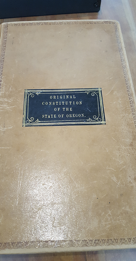 Original State of Oregon Constitution, photo courtesy of the Oregon Department of Administrative Services