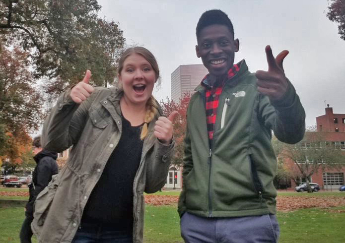 Mariah Wills and Chris Crockett, both from the renewable energy engineering program at Oregon Institute of Technology