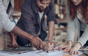 Close up of a designers working on a project