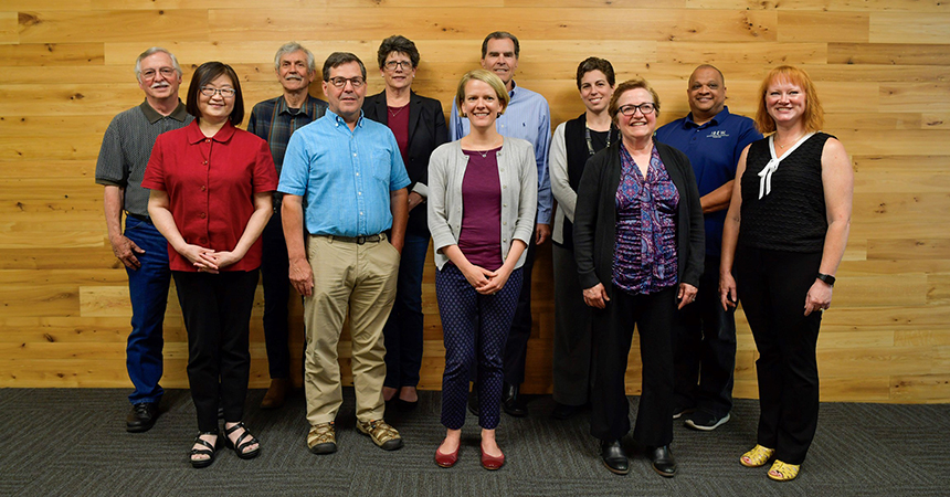 Left to right: (first row) Elee Jen; Mark Kendall; Janine Benner; Debbie Kitchin; Susan Brodahl; (second row) Alan Meyer; Roger Hamilton; Anne Haworth Root; Roland Risser; Letha Tawney, Oregon Public Utility Commissioner; and Eric Hayes.