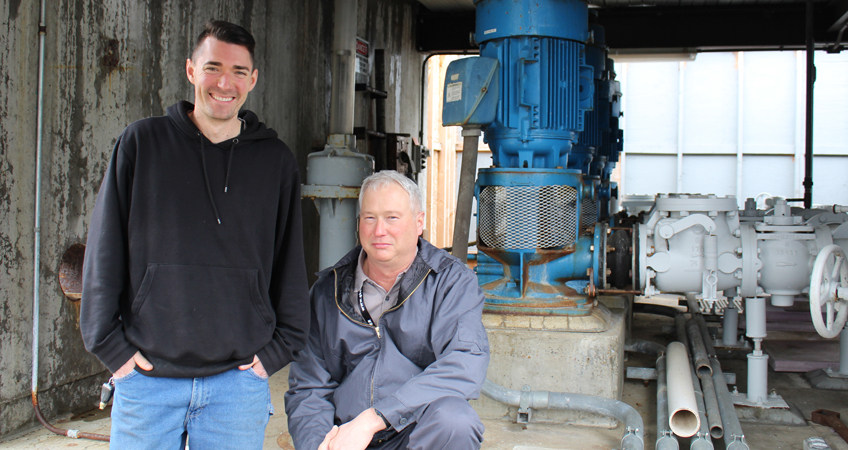 Bob Esch, energy champion (right) and James Green, data master (left). Photo courtesy of City of Corvallis.