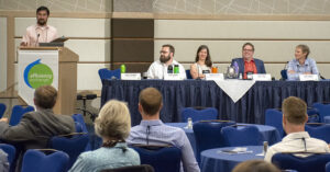 Left to right: Kenji Spielman, Energy Trust of Oregon; Ryan Brown of Northwest Energy Efficiency Alliance; Jennifer Light, Northwest Power and Conservation Council; Alex Novie, Energy Trust; and Dan Rubado, Energy Trust.