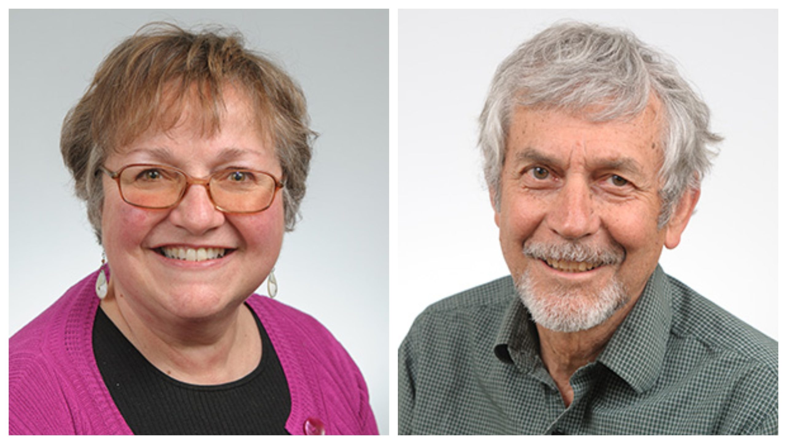 close up photos of a smiling woman, Debbie, and man, Roger