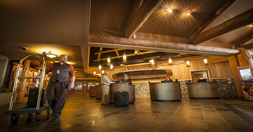 The Mills Casino lobby with bellman