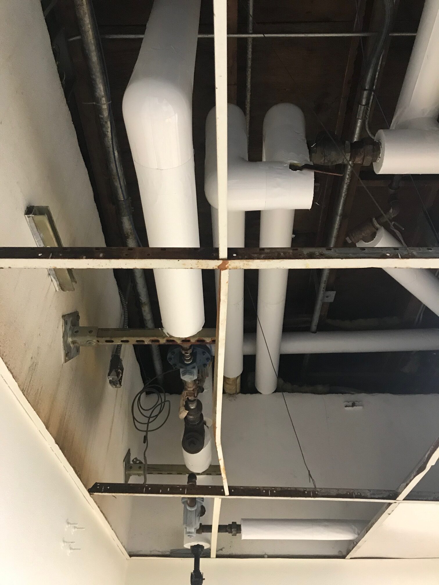 insulated pipes in the ceiling