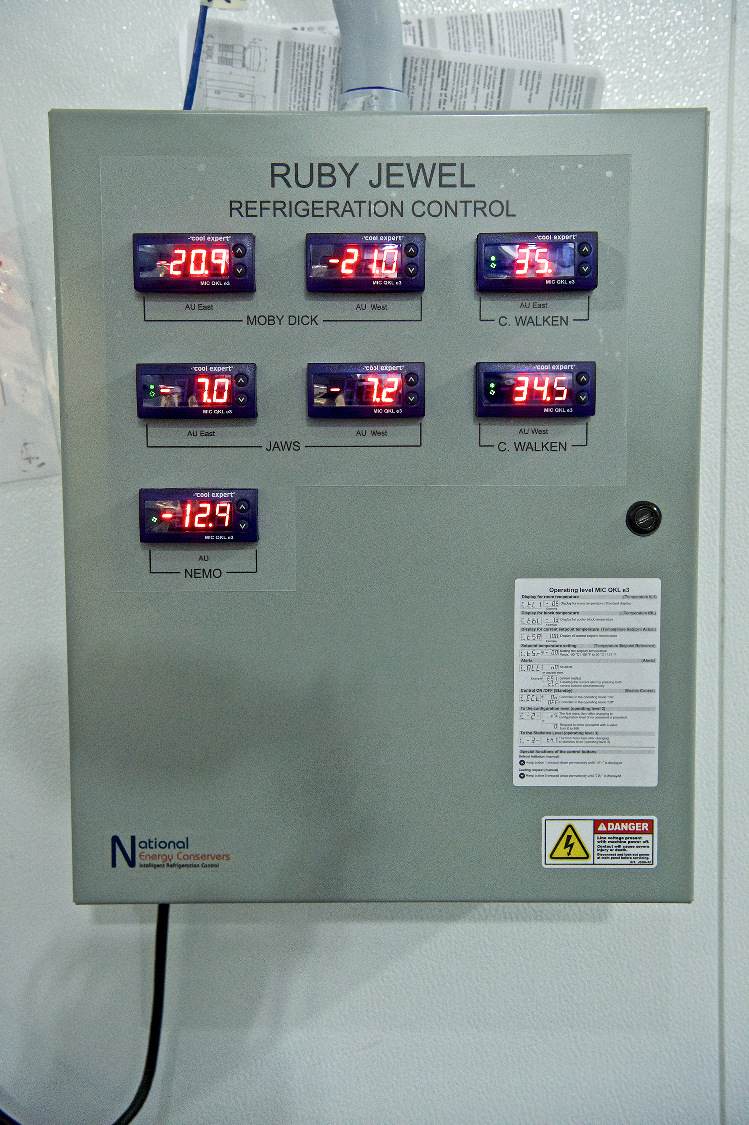 a control panel for the refrigeration control