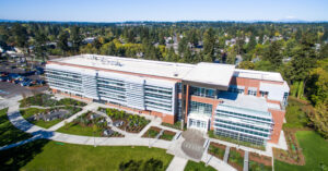 a college building seen from the air