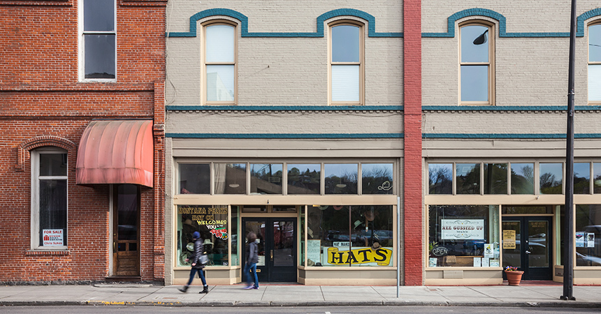 streetscape with storefronts