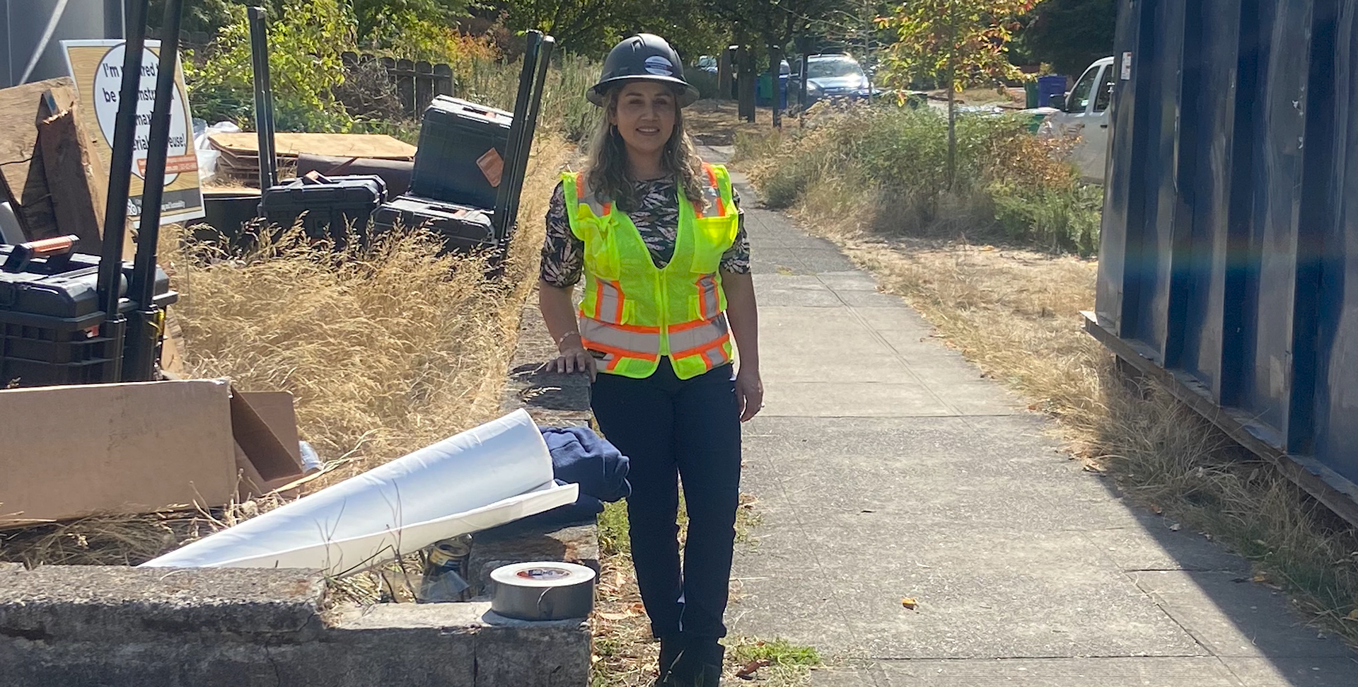 woman wearing construction safety