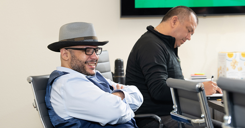 two men in an office