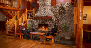 fireplace inside lodge