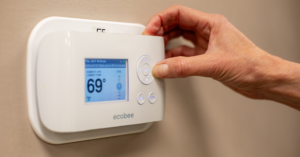 Picture of an Energy Trust of Oregon provided commercial smart thermostat.